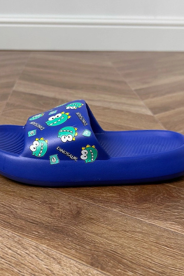 Modré detské šľapky so vzormi Dinos 2