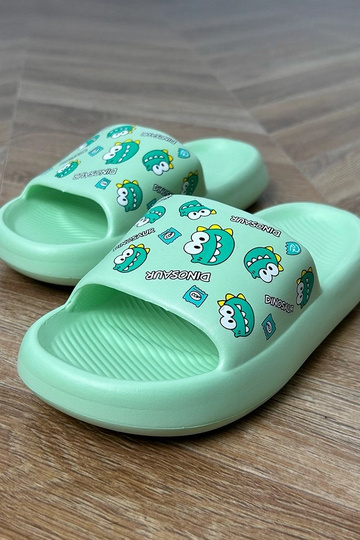 Zelené detské šľapky so vzormi Dinos
