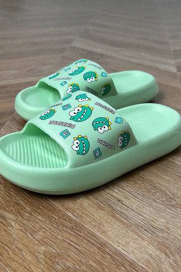 Zelené detské šľapky so vzormi Dinos 2