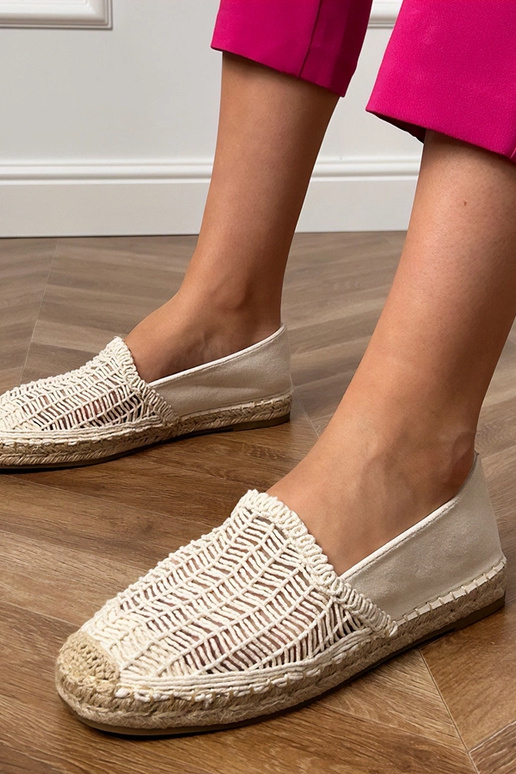 Pieskové dierkované espadrilky na...