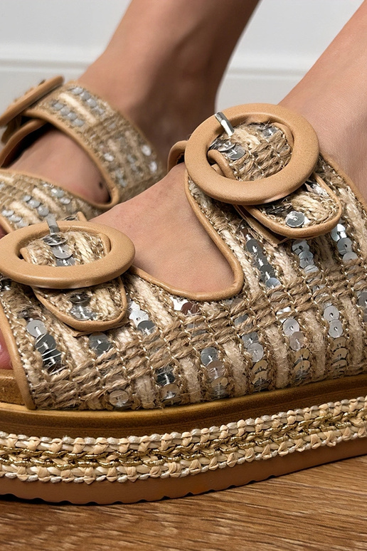 Pieskové pletené šľapky s trblietkami...