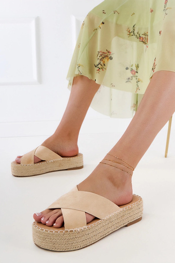 Pieskové espadrilky s popruhmi na platforme Jerisa