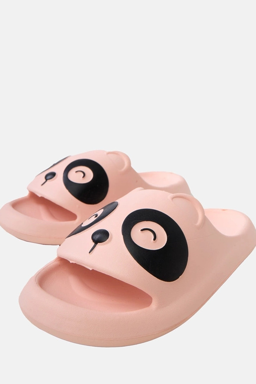 Ružové detské šľapky s motívom pand...