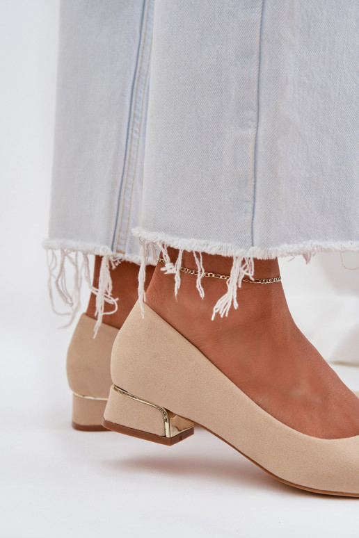 Topánky Zapnuté nízkom opätku I Szpiczastymi Noskami béžová Terilara