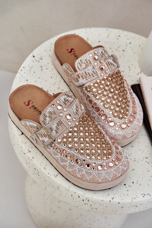 Zdobené Papuče s platformou béžová Terfitra Zdobené Papuče s platformou béžová Terfitra