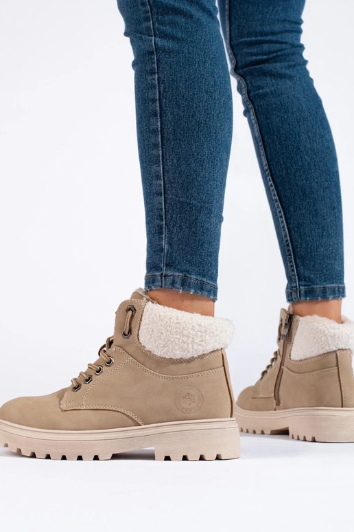 Piesková dámska členková obuv z eko kože