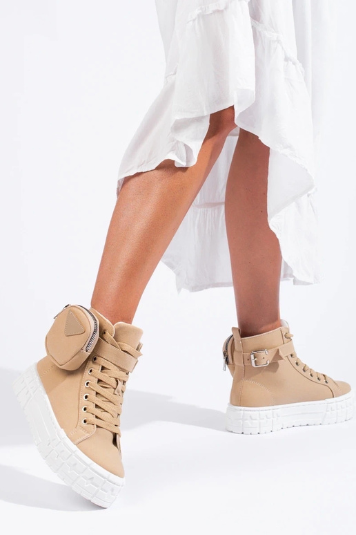bežná obuv s platformou s vreckom béžová