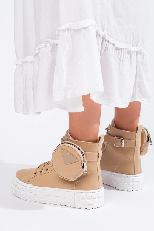 bežná obuv s platformou s vreckom béžová