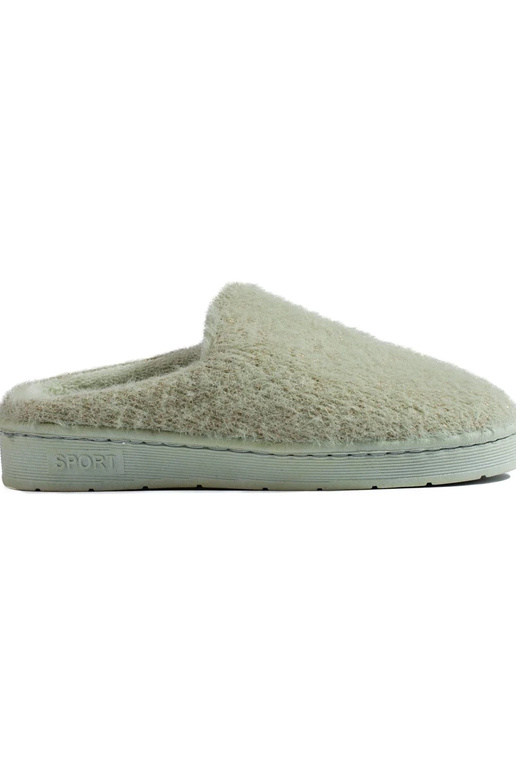 Zelené papuče s kožušinou pre ženy