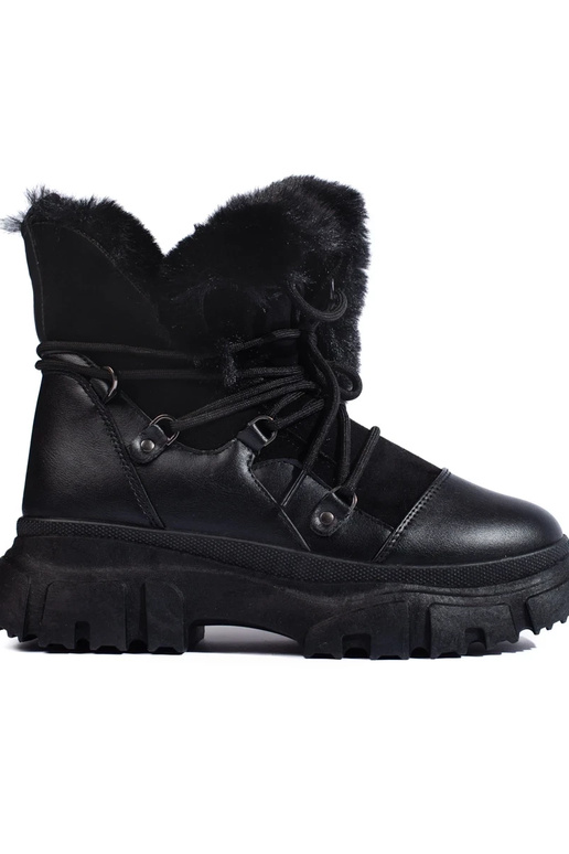 Dámske snehule s kožušinou čierna