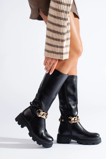 Čižmy s reťazou z eko kože 2