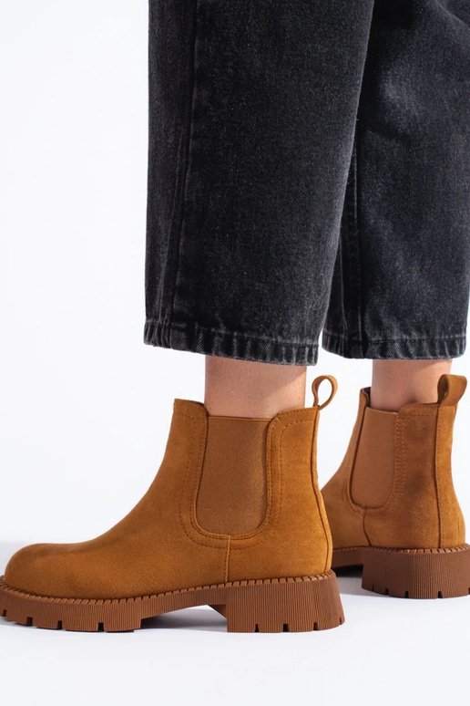 zo semišu Dámske čižmy plochý Hnedá...