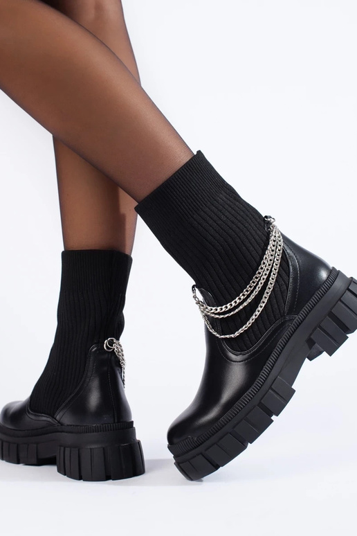 čierna dámske čižmy s pružným zvrškom