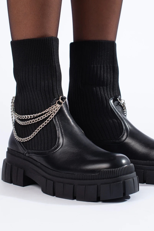 čierna dámske čižmy s pružným zvrškom