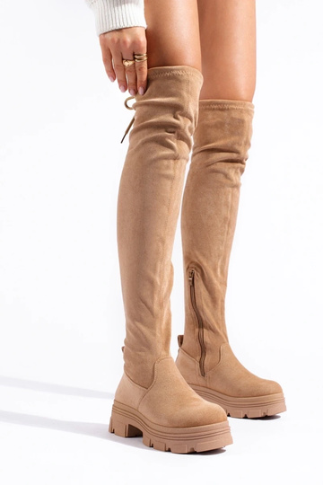 Čižmy s platformou béžová 2