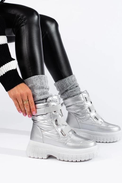 Dámske snehule Suchý zips striebro Dámske snehule Suchý zips striebro