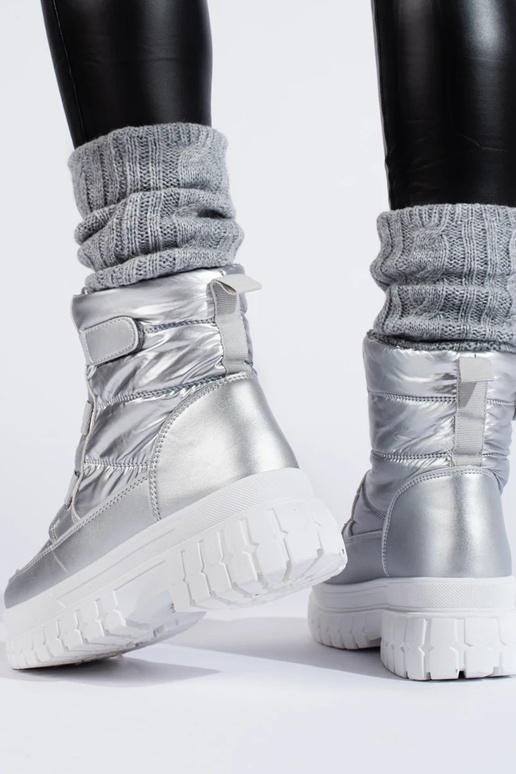 Dámske snehule Suchý zips striebro Dámske snehule Suchý zips striebro