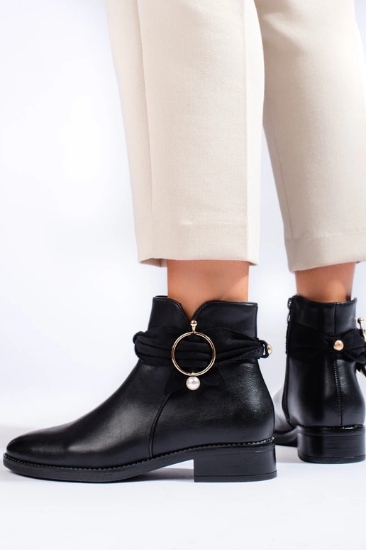 Dámske čižmy plochý čierna