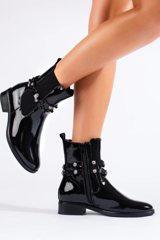 s lakovým efektom dámske čižmy plochý...