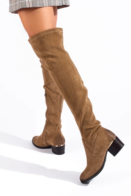 zo semišu Dámske čižmy Vinceza béžová