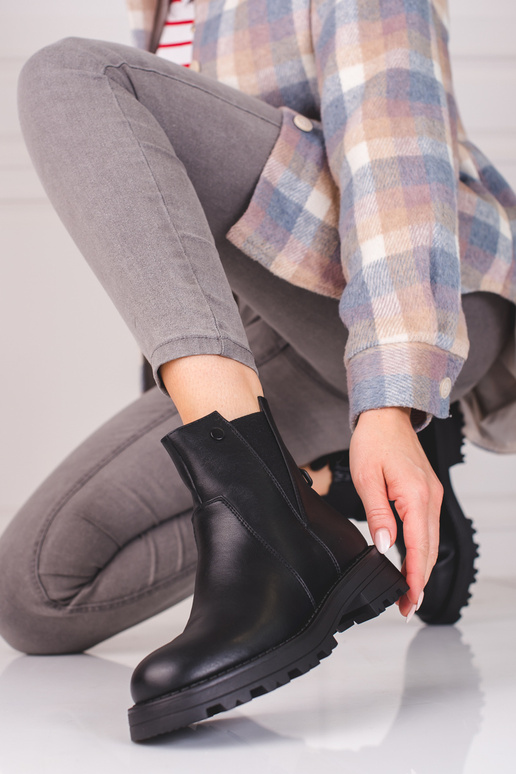 čierna Dámske čižmy z eko kože čierna Dámske čižmy z eko kože