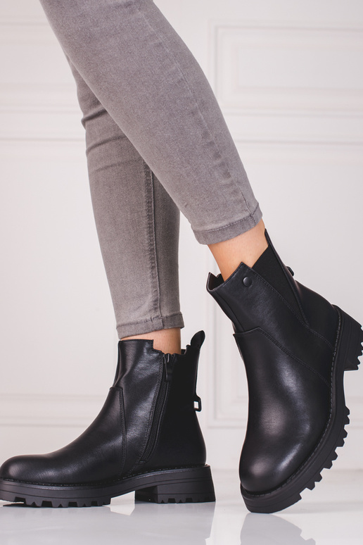 čierna Dámske čižmy z eko kože čierna Dámske čižmy z eko kože