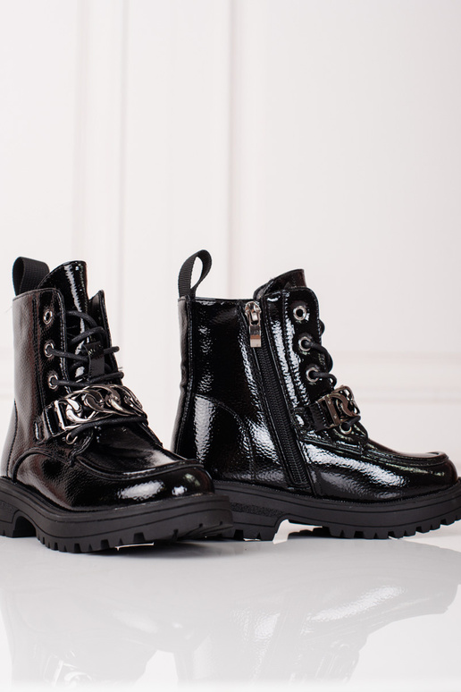 so šnúrkami čižmy dievčenský čierna