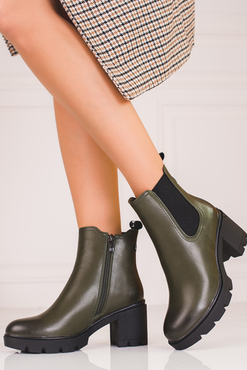 Dámske čižmy na päte zelená 2