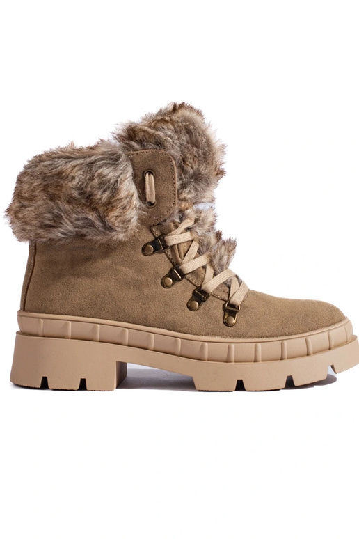 topánky dámske s kožušinou Hnedá farba