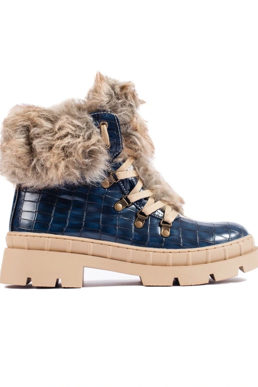 topánky dámske s kožušinou Modrá