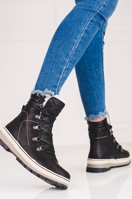 čierna Dámske čižmy s oteplením vo...