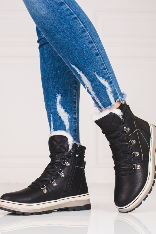 čierna Dámske čižmy s oteplením vo...