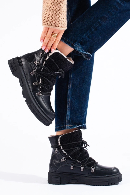 čierna Dámske snehule s ovčou kožou