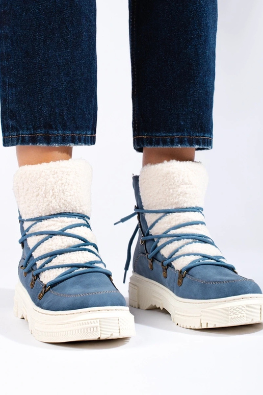 Modrá Dámske snehule s ovčou kožou