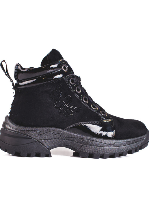 čierna čižmy dievčenský na hrubej...