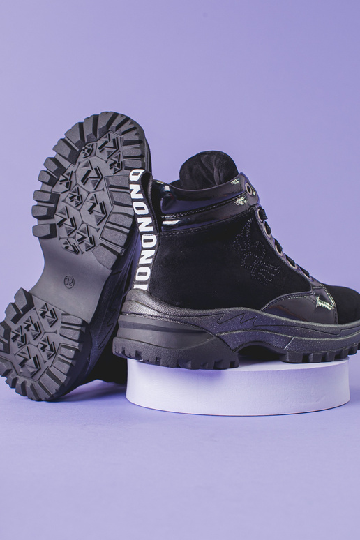 čierna čižmy dievčenský na hrubej...