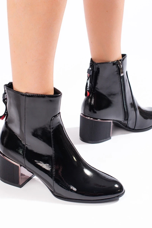 s lakovým efektom dámske čižmy čierna s lakovým efektom dámske čižmy čierna