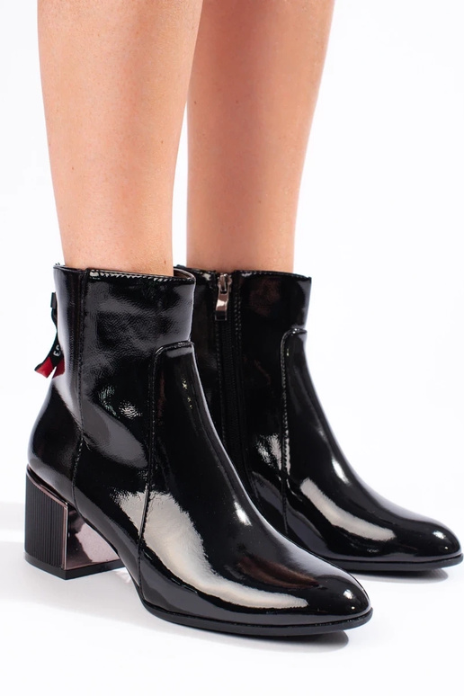 s lakovým efektom dámske čižmy čierna s lakovým efektom dámske čižmy čierna