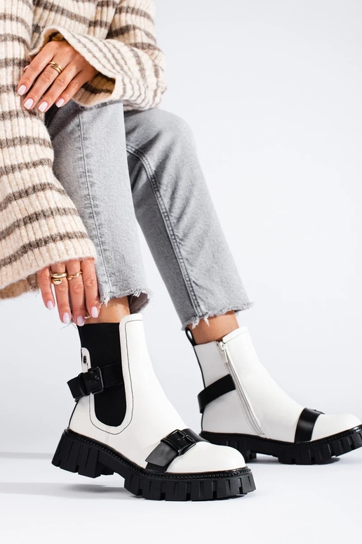 biela farba Dámske čižmy s platformou