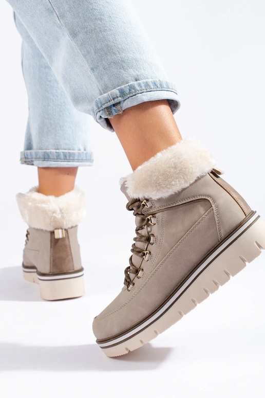 čižmy dámske s platformou béžová čižmy dámske s platformou béžová