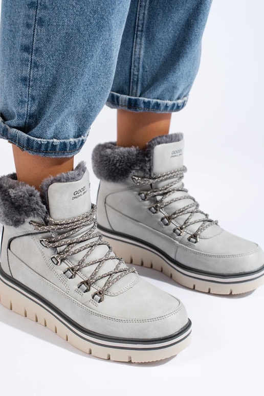 čižmy dámske s platformou sivá