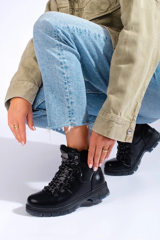 čierna čižmy z eko kože čierna čižmy z eko kože