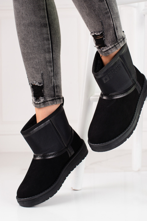 čierne semišové Dámske snehule krátke...