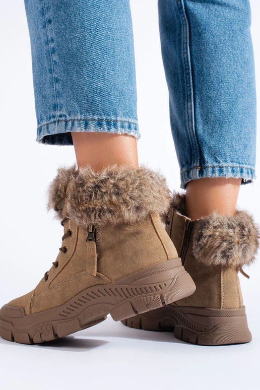 hnedé Dámske čižmy s kožušinkou hnedé Dámske čižmy s kožušinkou