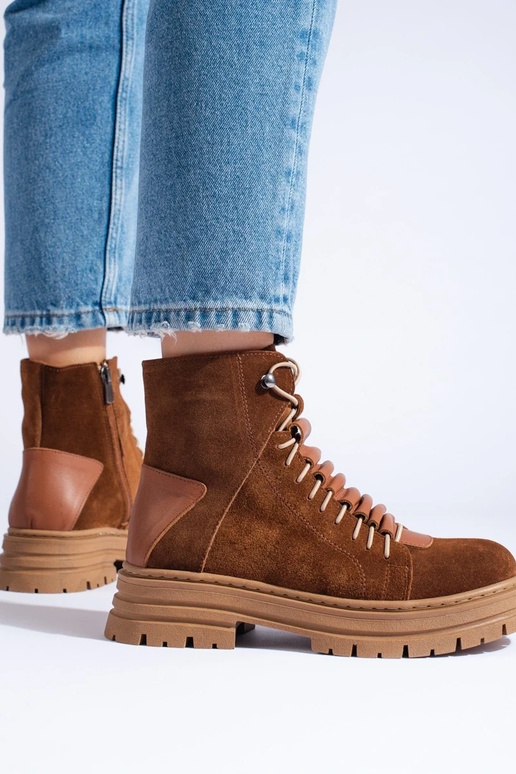 hnedé čižmy z prírodnej kože hnedé čižmy z prírodnej kože