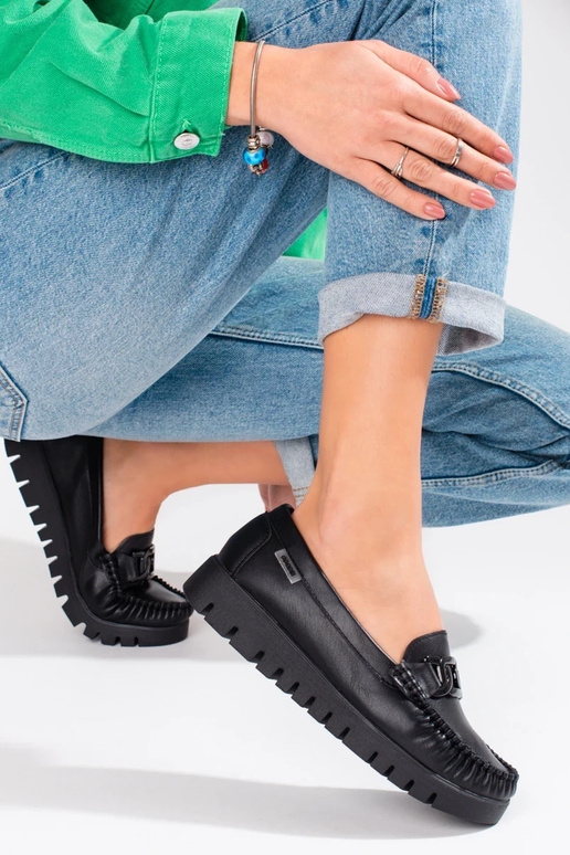 čierna Dámske mokasíny s platformou