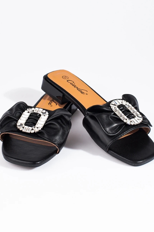 čierne Šľapky so stuhou Shelovet