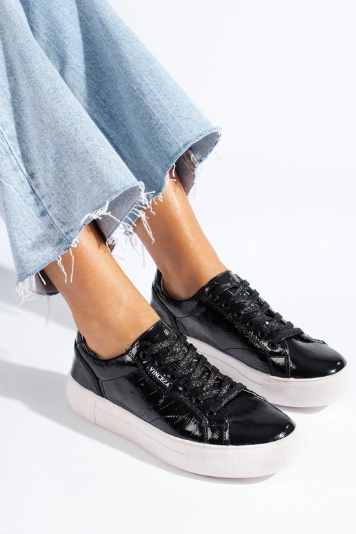 Čierne kožené dámske topánky Vinceza Čierne kožené dámske topánky Vinceza