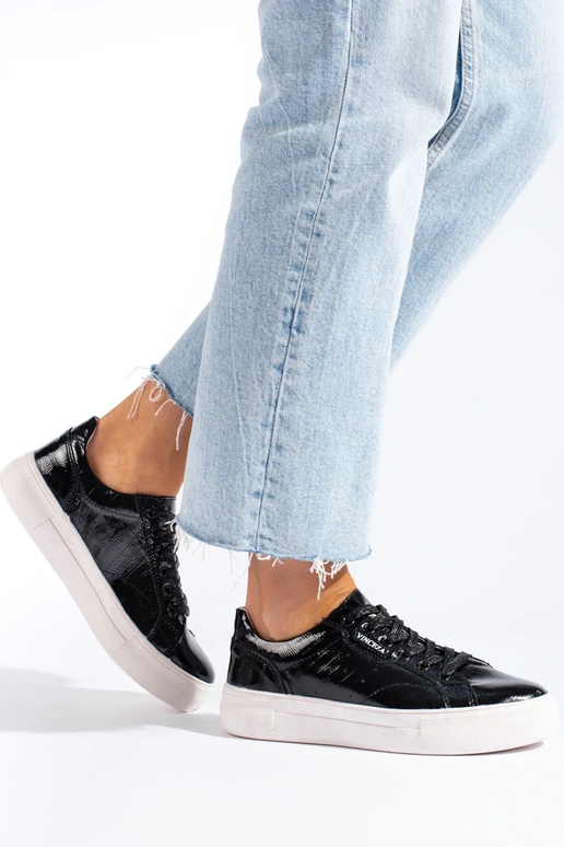 Čierne kožené dámske topánky Vinceza Čierne kožené dámske topánky Vinceza