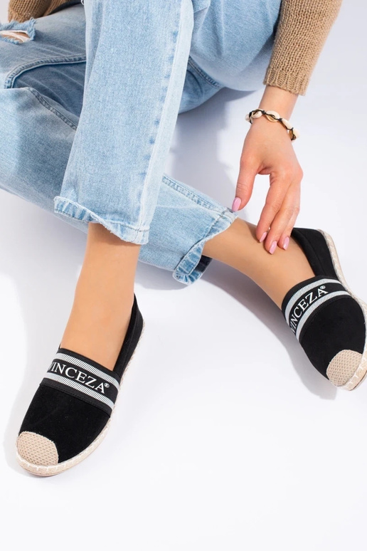 semišová espadrilka čierna Vinceza semišová espadrilka čierna Vinceza